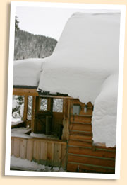 Big snow at Ridgerunner with a view of the Carson National Forest in the distance.