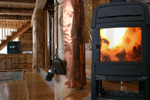 Cozy fire at Ridge Runner Cabin, Taos Ski Valley